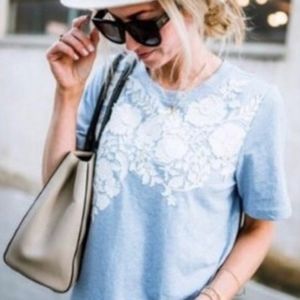 Anthropologie Blue and White Floral Top